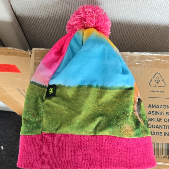 Colorful Horse Print Beanie with Pom Pom - Picture 3 of 4
